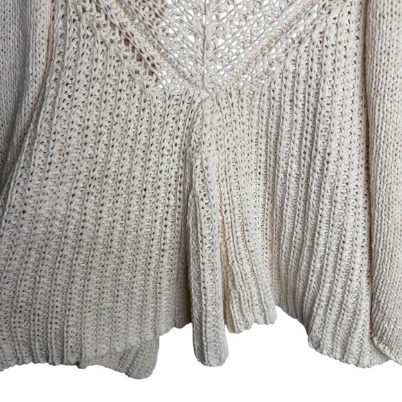 Pure Handknit for Fresh Produce Ivory Open Front Cardigan 100% Cotton Womens M/L - Picture 9 of 9